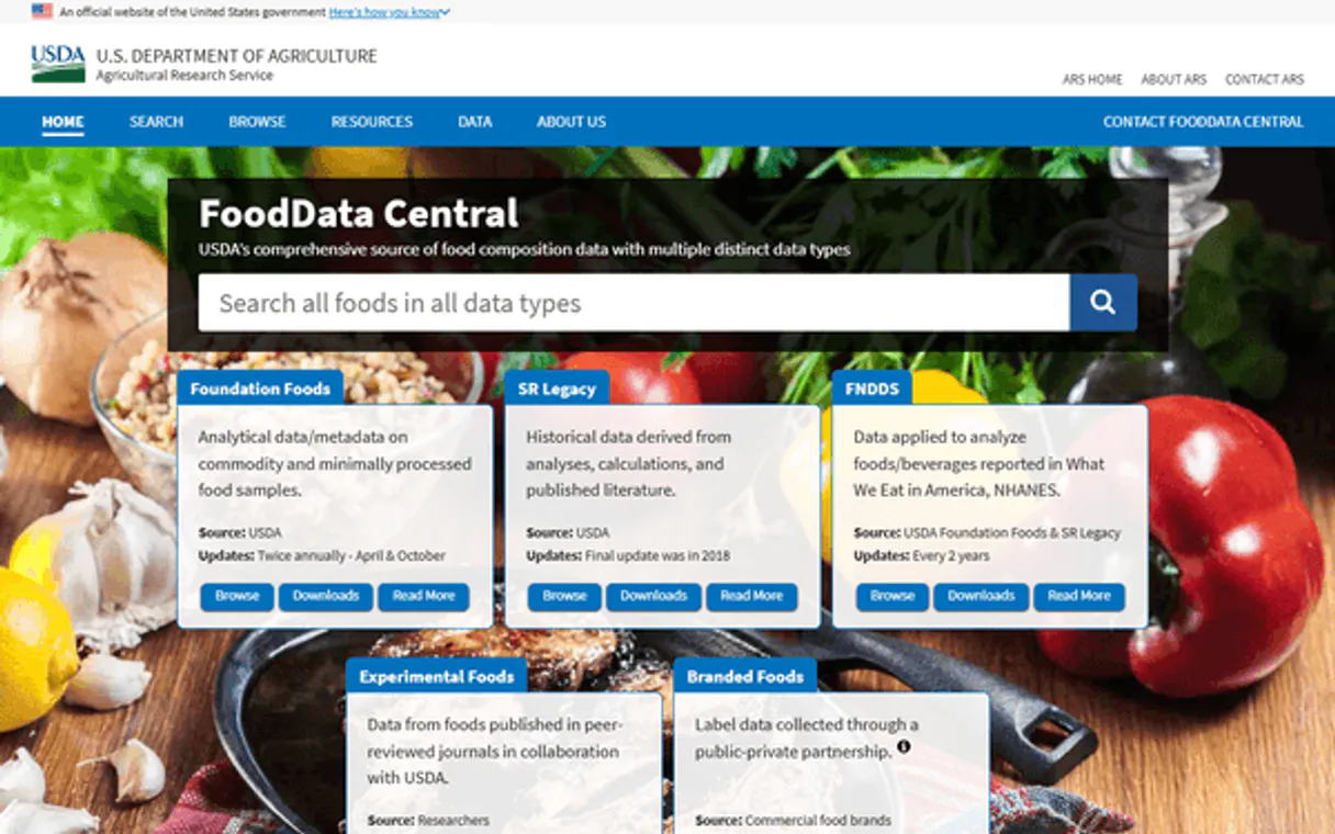 USDA FoodData Central Alternative